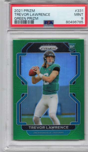 Trevor Lawrence Rookie RC 2021 GREEN Prizm PSA 9 Color Match #331 Jaguar Clemson