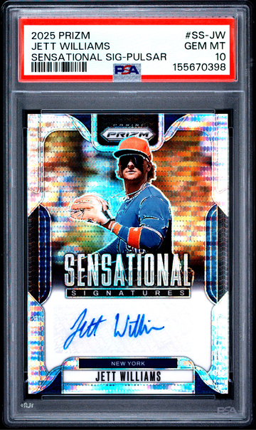 2025 Prizm Sensational Sigs Jett Williams XRC Silver Pulsar Auto /199 PSA 10