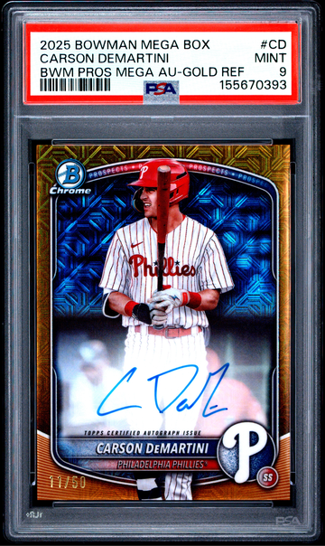 2025 Bowman Prospect Carson DeMartini Gold Mojo Refractor Auto /50 Phillies