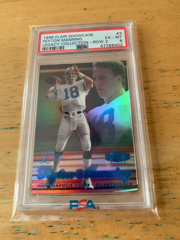 Peyton Manning RC 1998 Flair Showcase Legacy Collection Row 2 Rookie #/100 PSA 6