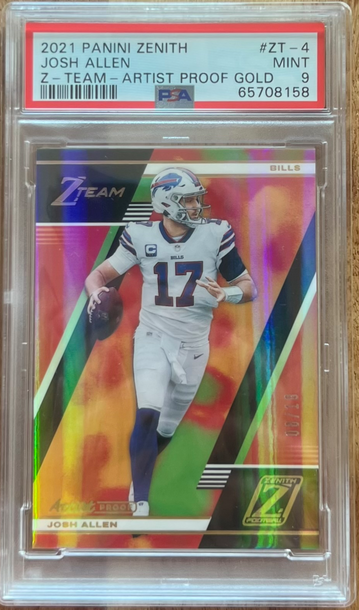 2021 Zenith Josh Allen Z-TEAM GOLD SSP #/10 PSA 9🔥BILLS🔥POP 1 None Higher!
