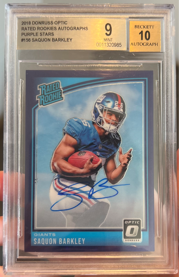 2018 Saquon Barkley Optic Purple Stars Rated Rookie Auto /50 BGS 9/10