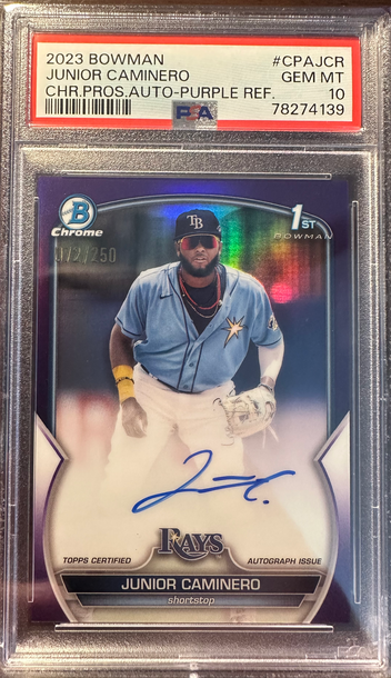 2023 Bowman Chrome Junior Caminero 1st Auto /250 PSA 10