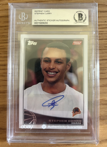 Steph Curry Beckett Authentic Sticker Auto on Topps 2009 Reprint Card