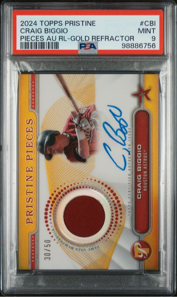 2024 Topps Pristine Craig Biggio Pristine Pieces Autograph Relic Gold /50 PSA 9