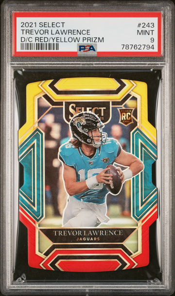 2021 PANINI SELECT TREVOR LAWRENCE DIE-CUT RED YELLOW PRIZM PSA 9