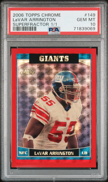 2006 TOPPS CHROME LAVAR ARRINGTON SUPERFRACTOR 1/1 PSA 10