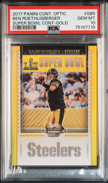 2017 CONTENDERS OPTIC SUPER BOWL CONTENDERS GOLD BEN ROETHLISBERGER PSA 10