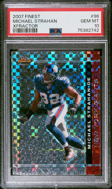 2007 TOPPS FINEST XFRACTOR MICHAEL STRAHAN PSA 10