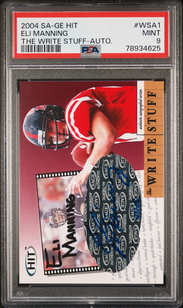 2004 SA-GE HIT ELI MANNING AUTOGRAPH THE WRITE STUFF PSA 9