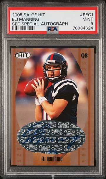 2005 SA-GE HIT ELI MANNING AUTOGRAPH SEC SPECIAL PSA 9