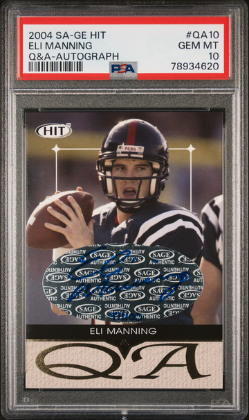 2004 SA-GE HIT ELI MANNING Q&A AUTOGRAPH PSA 10 