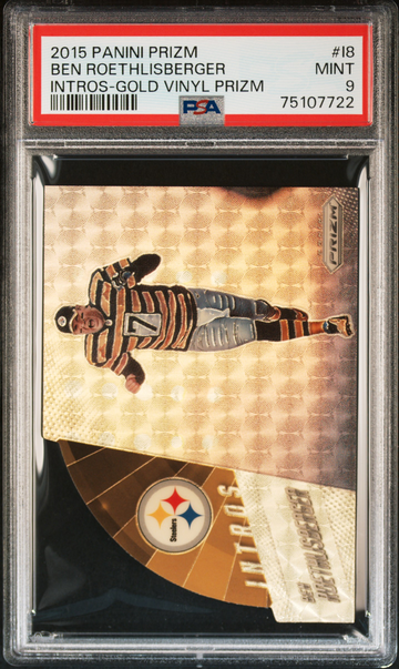 2015 PANINI PRIZM INTROS-GOLD VINYL PRIZM BEN ROETHLISBERGER PSA 9 