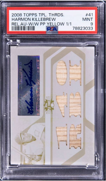 2008 TRIPLE THREADS HARMON KILLEBREW AUTO RELIC WHITE WHALE PLATE 1/1 PSA 9