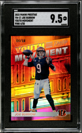 2022 PANINI PRESTIGE YOUTH MOVEMENT PINK JOE BURROW SGC 9.5