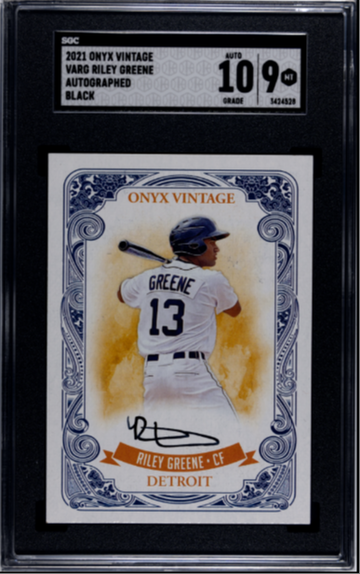 2021 ONYX VINTAGE RILEY GREENE AUTOGRAPHED BLACK SGC 9 W/10