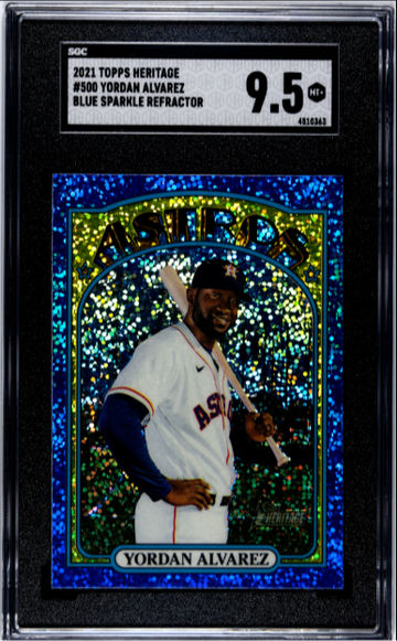 2021 TOPPS HERITAGE BLUE SPARKLE REFRACTOR YORDAN ALVAREZ SGC 9.5 