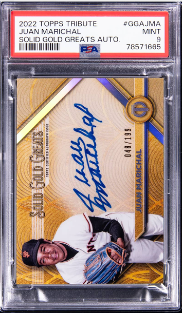 2022 TOPPS TRIBUTE SOLID GOLD GREATS AUTOGRAPH JUAN MARICHAL PSA 9