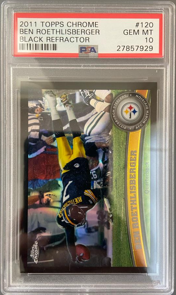 2011 TOPPS CHROME BLACK REFRACTOR BEN ROETHLISBERGER #ED /299 PSA 10