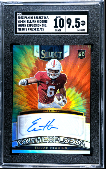 2023 PANINI SELECT DRAFT PICKS YOUTH EXPLOSION SIGNATURES PRIZMS TIE DYE ELIJAH HIGGINS SGC 9.5