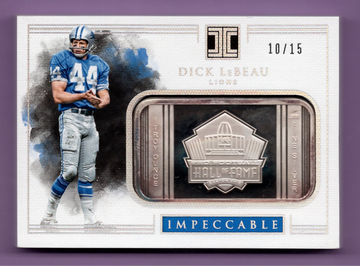 2017 PANINI IMPECCABLE SILVER BAR HALL OF FAMERS DICK LEBEAU #D 10/15 1 OZ