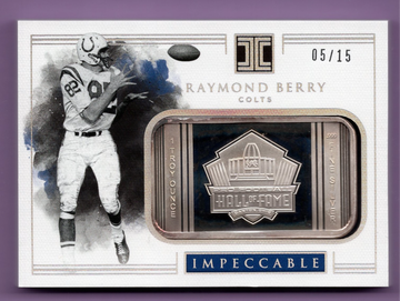2017 PANINI IMPECCABLE SILVER BAR HALL OF FAMERS RAYMOND BERRY #5/15 1 OZ