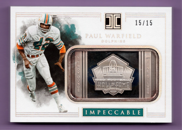 2017 PANINI IMPECCABLE SILVER BAR HALL OF FAMERS PAUL WARFIELD #D 15/15 1 OZ