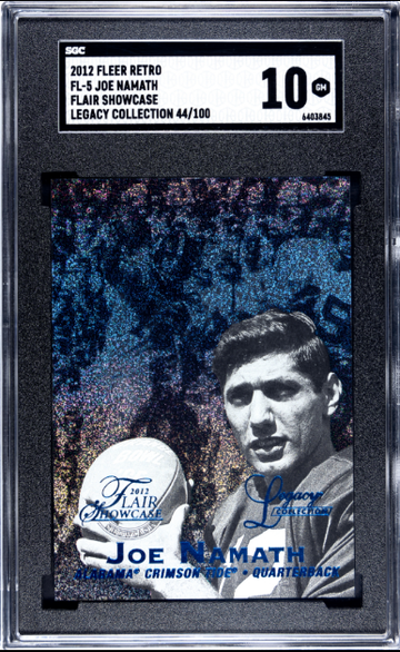 2012 FLEER RETRO FLAIR SHOWCASE LEGACY ROW 0 FL5 JOE NAMATH /100 SGC 10