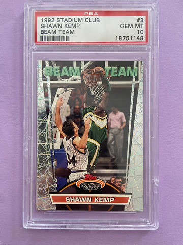 1992 TOPPS STADIUM CLUB BEAM TEAM #3 SHAWN KEMP PSA 10