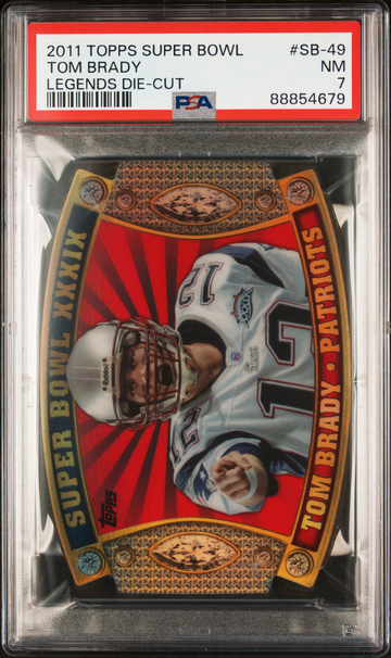 2011 TOPPS SUPER BOWL LEGENDS GIVEAWAY DIE CUT #49 TOM BRADY PSA 7
