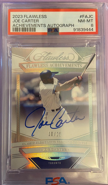 2023 PANINI FLAWLESS JOE CARTER ACHIVEMENTS AUTOGRAPH #FAJC #ED 10/25 PSA 8