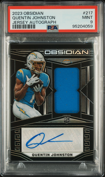 2023 OBSIDIAN QUENTIN JOHNSTON JERSEY AUTOGRAPH #217 #D /199 PSA 9 MINT ROOKIE