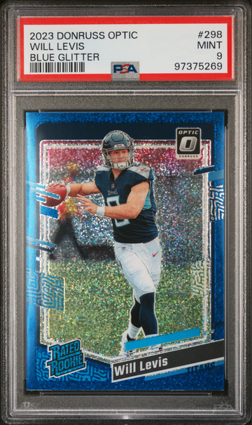 2023 DONRUSS OPTIC BLUE GLITTER WILL LEVIS #298 PSA 9 MINT RATED ROOKIE TITANS