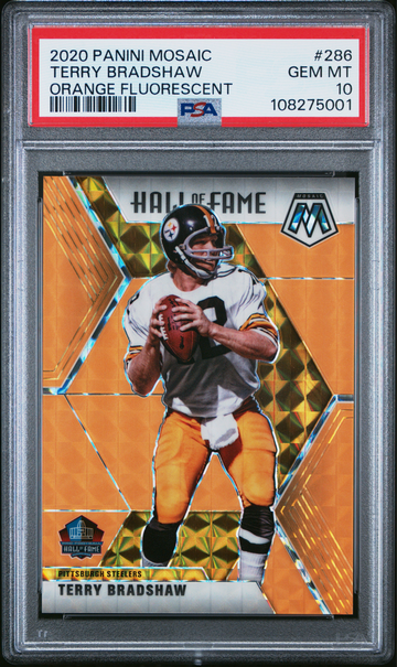 2020 PANINI MOSAIC 286 TERRY BRADSHAW ORANGE FLUORESCENT #D 12/25 PSA 10