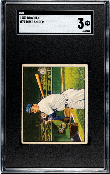 1950 BOWMAN DUKE SNIDER #77 SGC 3 VG VINTAGE BASEBALL LOS ANGELES DODGERS HOF