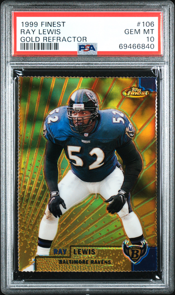 1999 TOPPS FINEST RAY LEWIS GOLD REFRACTOR #106 PSA 10 GEM MINT POP 1 #D 73/100