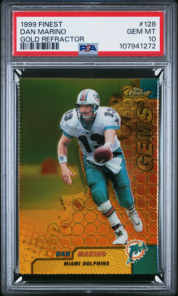  1999 TOPPS FINEST DAN MARINO GOLD REFRACTOR #128 PSA 10 GEM MINT POP 3 #D 28/100