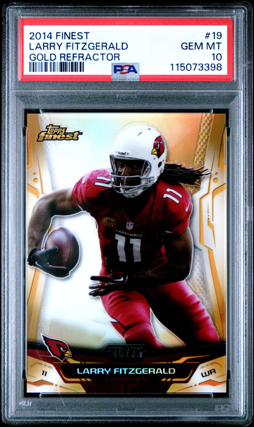 2014 TOPPS FINEST LARRY FITZGERALD GOLD REFRACTOR #19 PSA 10 GEM MINT #D 46/75