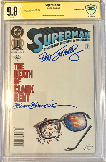 Superman # 100 9.8 NM/MINT 2x Signed Verified Newsstand White Variant Cover