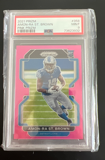 2021 Prizm Pink Prizm Amon Ra St Brown RC #358 PSA9