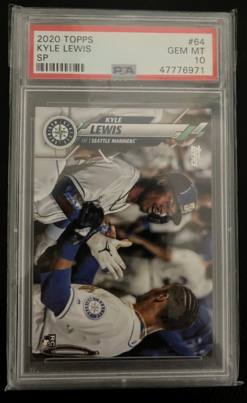 2020 TOPPS SP PHOTO VARIATION KYLE LEWIS #64 PSA 10
