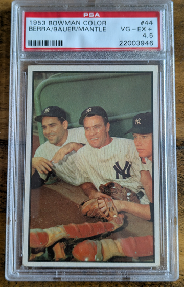 1953 Bowman Hank Bauer Yogi Berra Mickey Mantle PSA 4.5