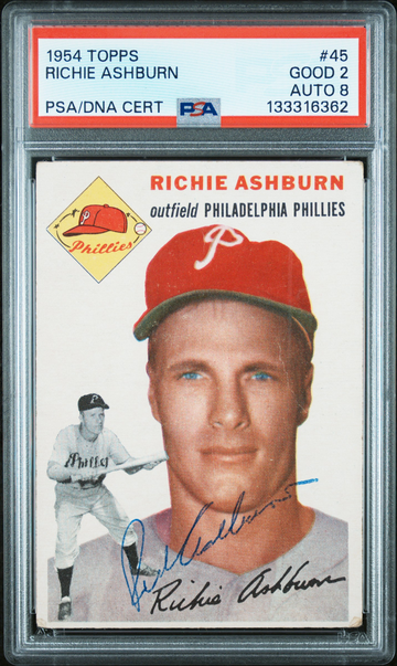 1954 Topps Richie Ashburn PSA 2 auto 8