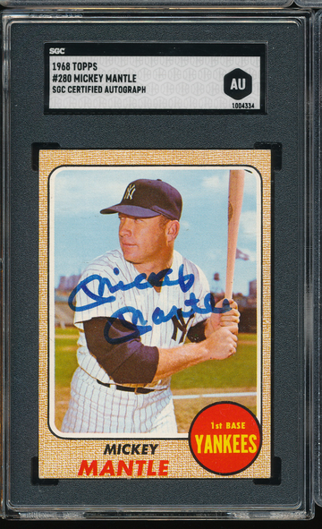 1968 Topps Mickey Mantle #280 signed/autograph SGC
