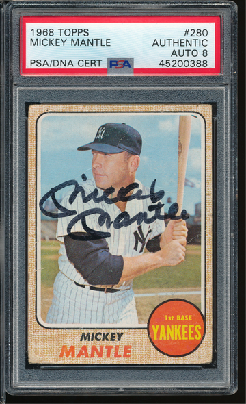1968 Topps Mickey Mantle #280 signed/autograph PSA/DNA 8