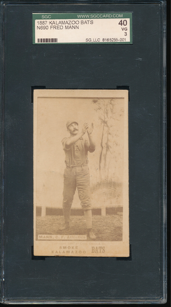1887 N690 Kalamazoo Bats Fred Mann SGC 3 - A's
