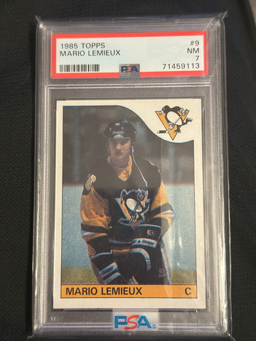 1985 Topps Mario Lemieux RC #9 Penguins PSA 7 NM CENTERED