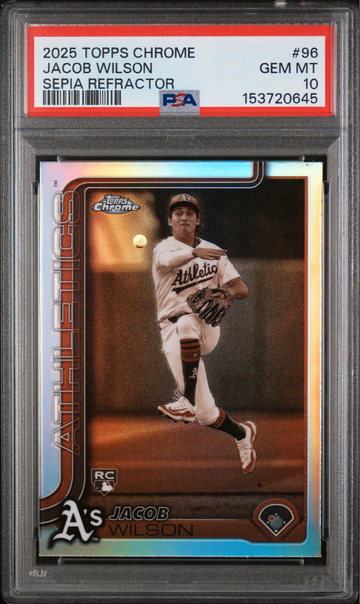 2025 Topps Chrome Jacob Wilson RC Sepia Refractor PSA 10
