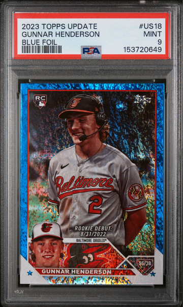 2023 Topps Update Gunnar Henderson Rookie Debut Blue Foil PSA 9
