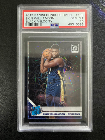 2019 Zion Williamson RC #158 Optic Rated Rookie Black Velocity /39 PSA 10 POP 9!